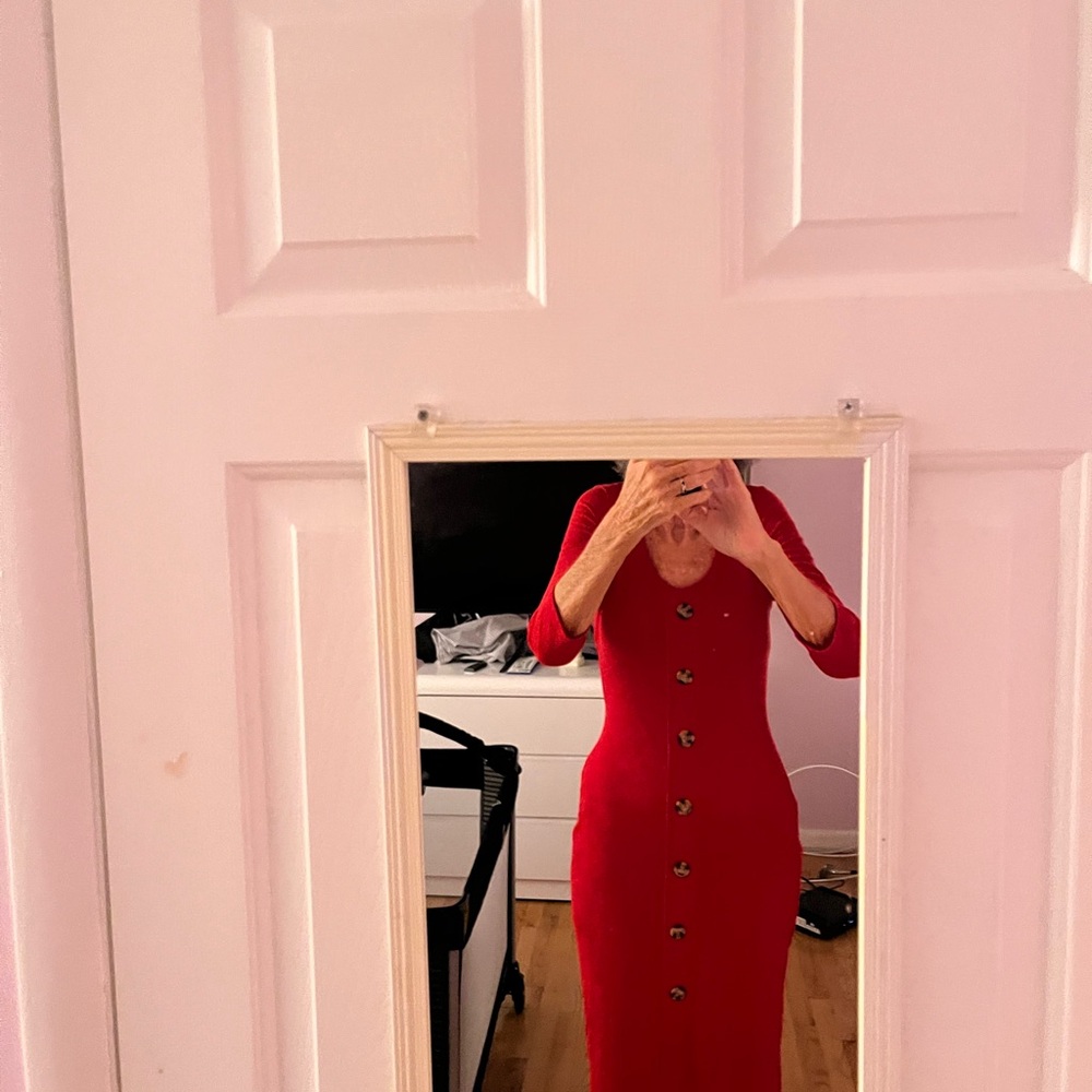 New York & Company Red Long Sleeve Dress